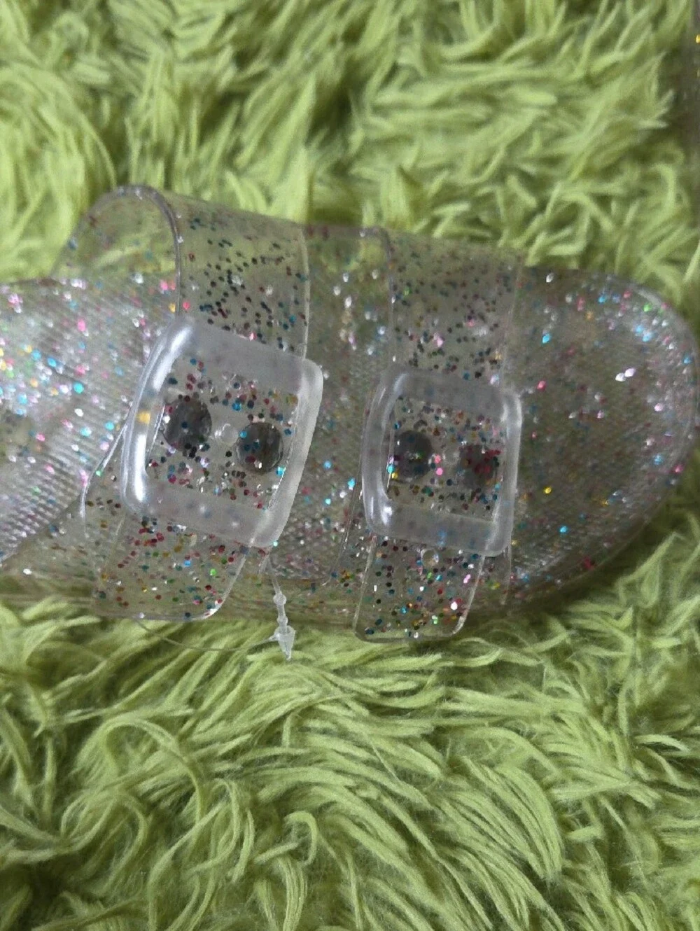 The Children's Place Clear Glitter Slide Sandals - Multicolor‎ Sparkle